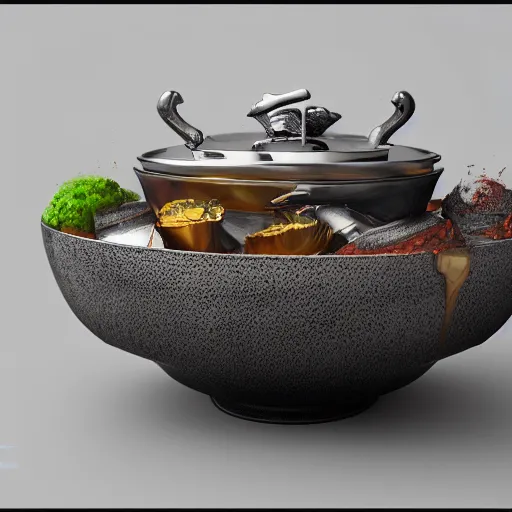 Image similar to boiling imagination in a bowl, ultra detailed, digital art, octane render, ultra sharp