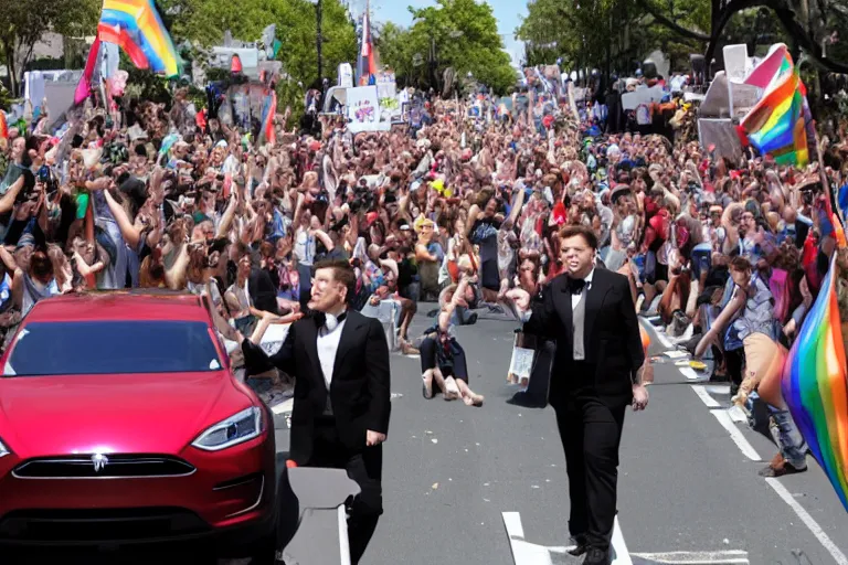 Image similar to elon musk on gay parade