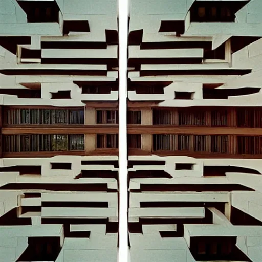 Image similar to professional architecture photography of a frank lloyd wright and escher building architecture design ; surrealism