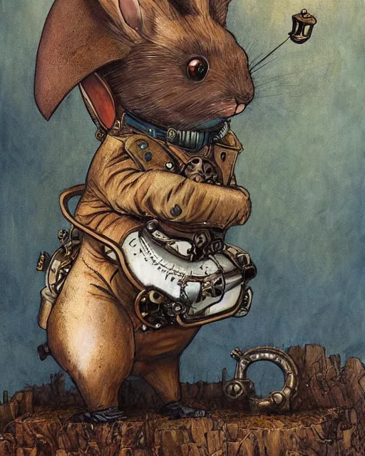 Image similar to steampunk rabbit waving hello by esao andrews