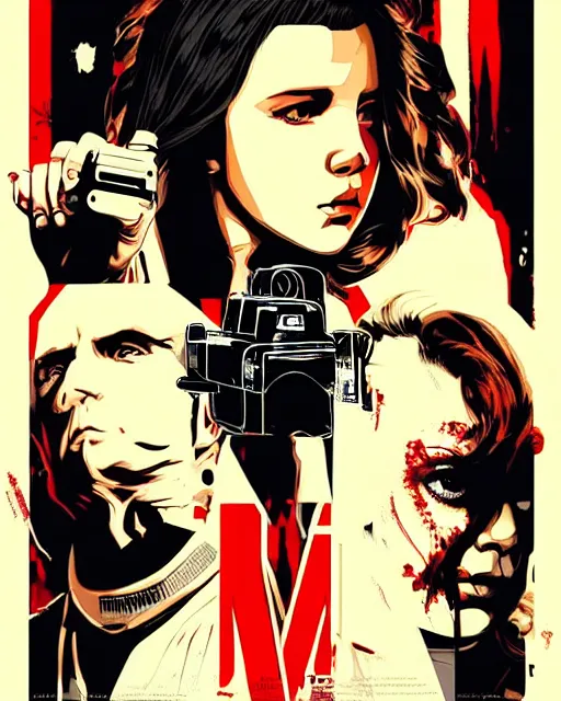 Image similar to Cinematic poster of Millie Bobby Brown by Butcher Billy and Yoji Shinkawa