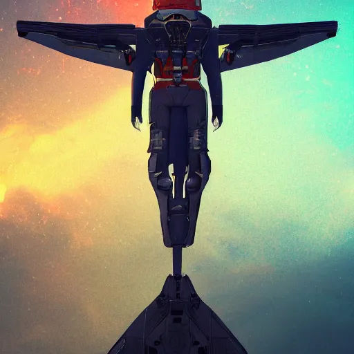 Image similar to I'll see you again Skyblazer until then I'll hold the line, cormorant, high quality, 8k, trending on Artstation, beautiful, surreal