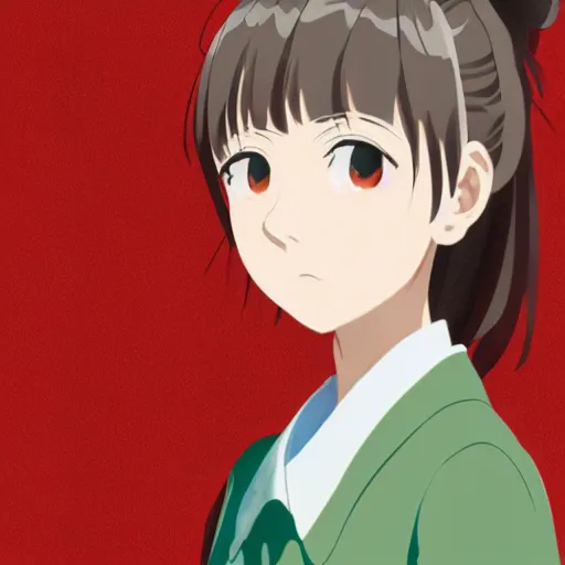 Image similar to a high detail portrait of high school girl in the style of kyoto animation, makoto sinkai, Illustrator, in simple background