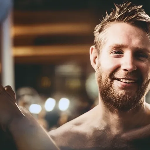 Image similar to photo of a 3 6 year old white man living thinking he's living the best life possible. he looks young for his age. he is at a dance club, it's as if he were in a music video. young woman are flocking to him and can be seen dancing around him in a seductive manner.
