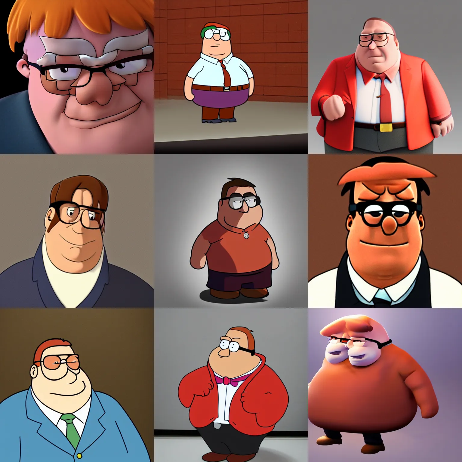 Prompt: photo of Peter Griffin in real life, dynamic lighting, hyperrealism