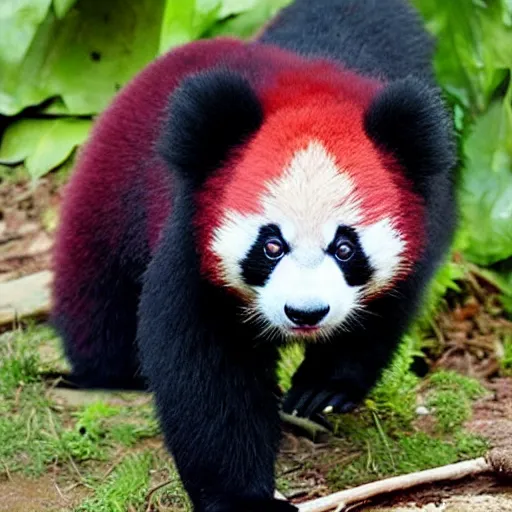 Prompt: adorable crimson panda