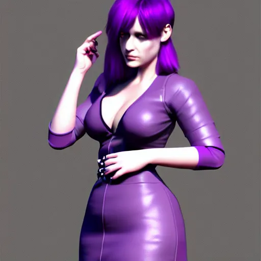 Prompt: curvy feminine hot goth cutie with sublime elegant purple-grey leather dress, checkered, cgsociety, photorealistic, seductive ambience, idealistic, 16k, smooth, sharp focus, trending on ArtStation, volumetric lighting, fully clothed, worksafe