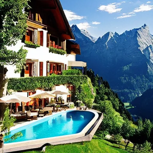 Image similar to “luxury hotel in Switzerland on the mountains”