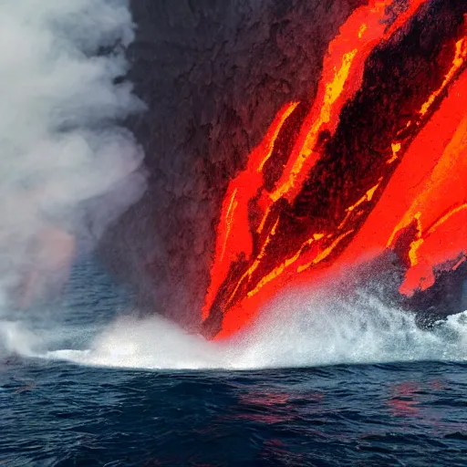 Image similar to Whipping of the Hellespont but with lava instead of water