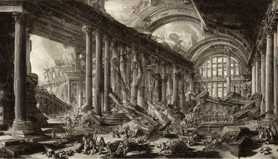 Image similar to a esoteric building flooded with spheres, by piranesi, high quality, high detailed