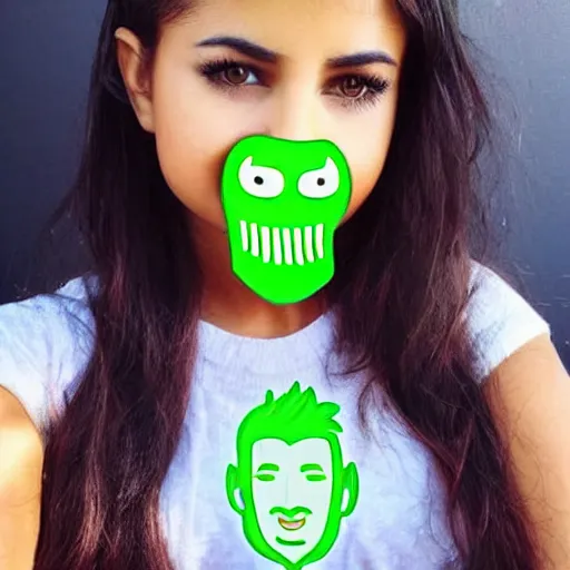 Image similar to photo of human celery with selena gomez face