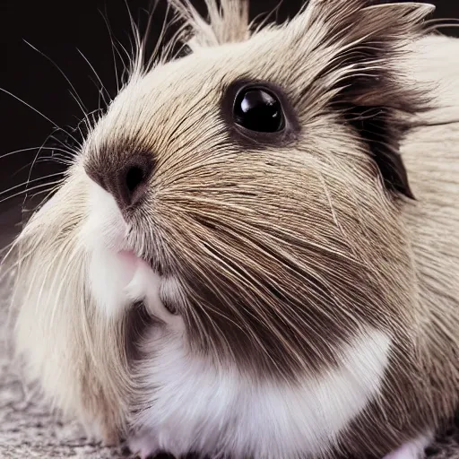 Image similar to grey abyssinian guinea pig portrait heroic angelic photo realistic