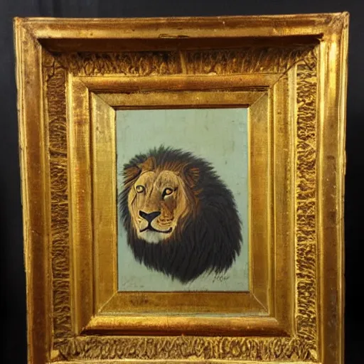 Prompt: lion, 1 9 th century painting