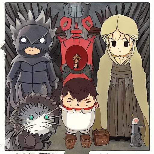 Image similar to studio ghibli adaptation of game of thrones.