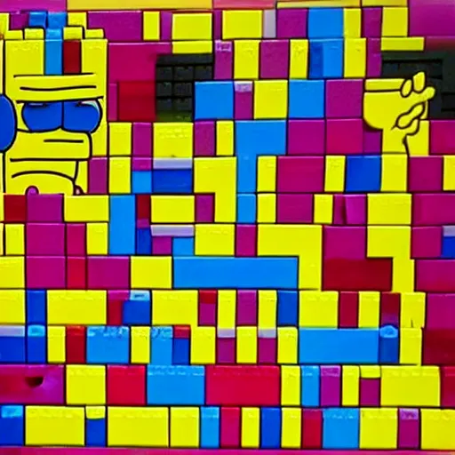 Image similar to Homer Simpson made out of LEGO blocks