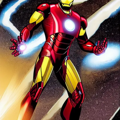 Prompt: Elon musk as iron man, marvel comics