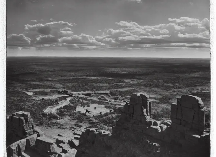 Image similar to Overlook of an ancient alien city, albumen silver print by Timothy H. O'Sullivan.
