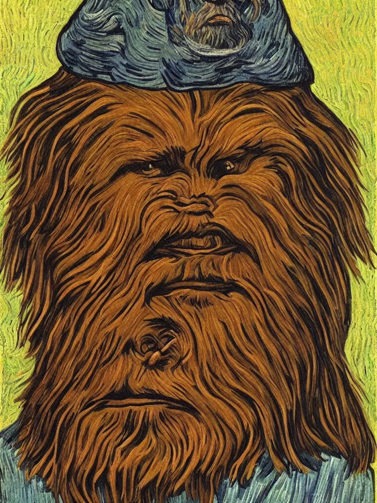 Prompt: portrait of Chewbaca by Van Gogh