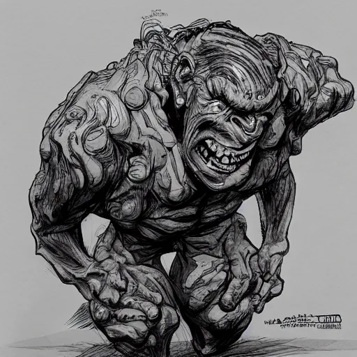 Prompt: a grotesque, horrid abomination by Kim Jung gi