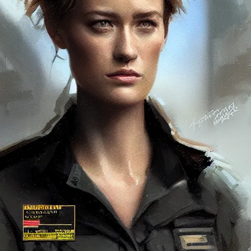 Image similar to portrait of a woman by greg rutkowski, she looks like mackenzie davis, impeccable military composure, wearing tactical gear of the galactic alliance, star wars expanded universe, she is about 6 0 years old, highly detailed portrait, digital painting, artstation, concept art, smooth, sharp foccus ilustration, artstation hq