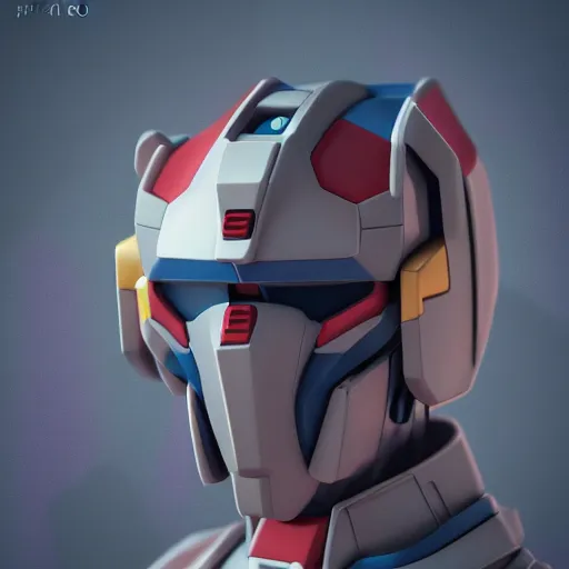 Image similar to gundam head, v - fin, octane render, soft light, mekka, behance, vector, highly detailed illustration, realistic, custom design, dribbble. com, by secondsyndicate studio,