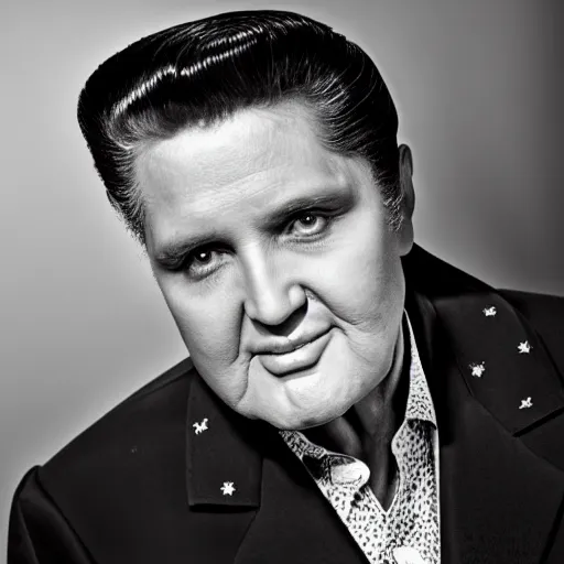 Prompt: dslr photo portrait still of 8 7 year old age 8 7 elvis presley at age 8 7!!!, 8 5 mm f 1. 8