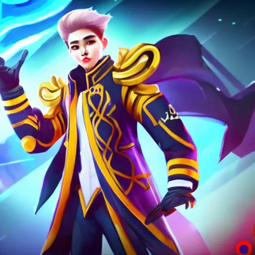 Prompt: a member of the band exo as a mobile legends hero, full - frame, character design, 8 k, high definition, extremely detailed,