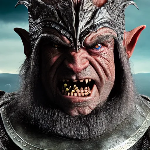 Image similar to an 8 k uhd photo of sean connery as an orc from the lord of the rings movie series