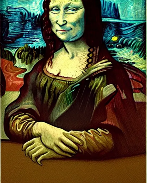 Prompt: van gogh mona lisa