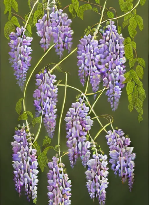 Image similar to perfectly detailed wisteria flowers!! blessed by nature with ever - increasing physical mental perfection, symmetrical! intricate, sensual features, highly detailed, biblical divine holy perfection!! digital painting, artstation, concept art, smooth, sharp focus, illustration, art by artgerm and greg rutkowski and alphonse mucha