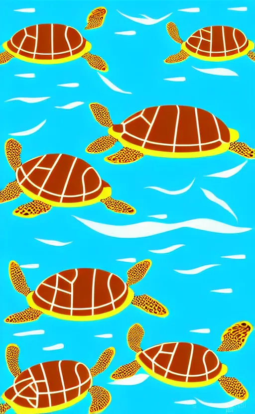 Image similar to sea turtles swimming in the ocean, vector art,