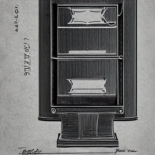 Image similar to plans for a mutoscope as drawn by thomas edison. patent filing. detailed. hd