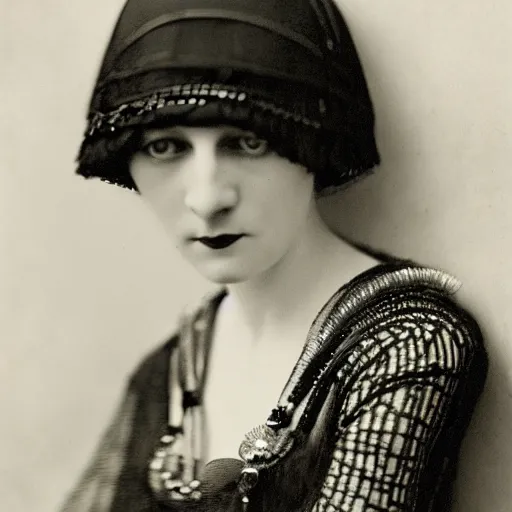 Prompt: photograph of a woman wearing weimar berlin fashion, 1 9 2 0's, looking at the camera, aesthetic, elaborate, intricate, highly detailed, detailed face, photorealism, smooth, sharp focus, rim light, art by waterhouse, millais,