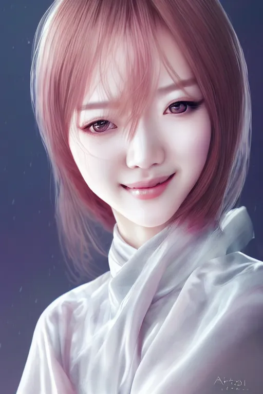 Image similar to a luxury and beautiful fashion and dreamlke japan girl, charming smile, illustration, by artgerm lau, & jeehyung lee & wlop, hyperdetailed, 8 k realistic, symmetrical, frostbite 3 engine, cryengine, dof, trending on artstation, trending on deviantart