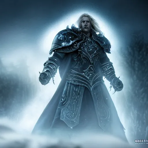 Image similar to arthas menethil movie frame, cinematic, high detail, cinematography, vfx, 8 k