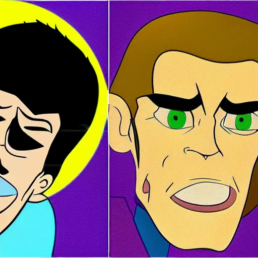 Prompt: willem dafoe in a 6 0's hanna barbera adventure show cartoon, limited animation, in the style of stephen destefano and jackson publick - h 7 6 8