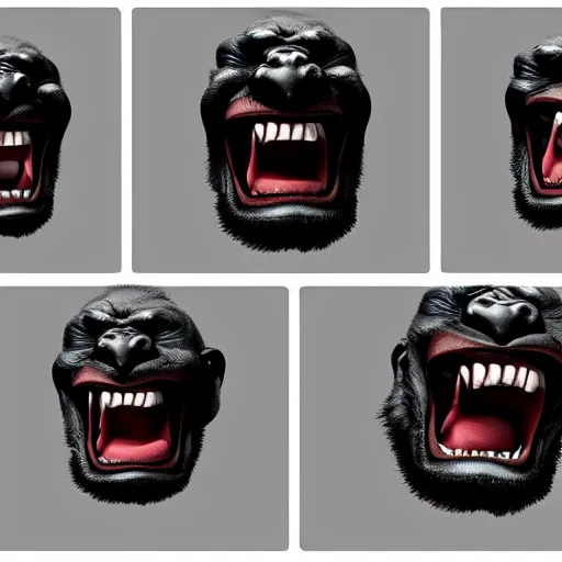 Image similar to 2 0 style gangster vampire gorilla face smiling evil surrealistic, high quality, photo realistic, high definition, shadows