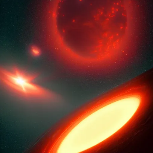 Prompt: a beautiful portrait of a red giant star, volumetric lighting by jean kalin popov and greg rutkowski