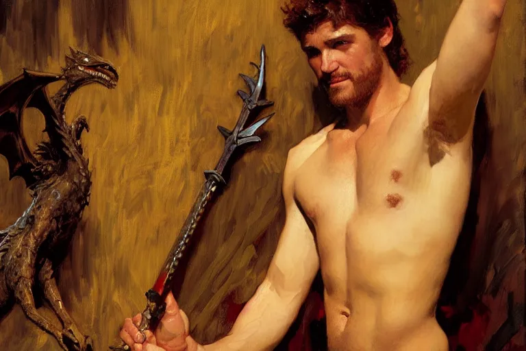 Image similar to attractive male, game of thrones, painting by gaston bussiere, craig mullins, j. c. leyendecker