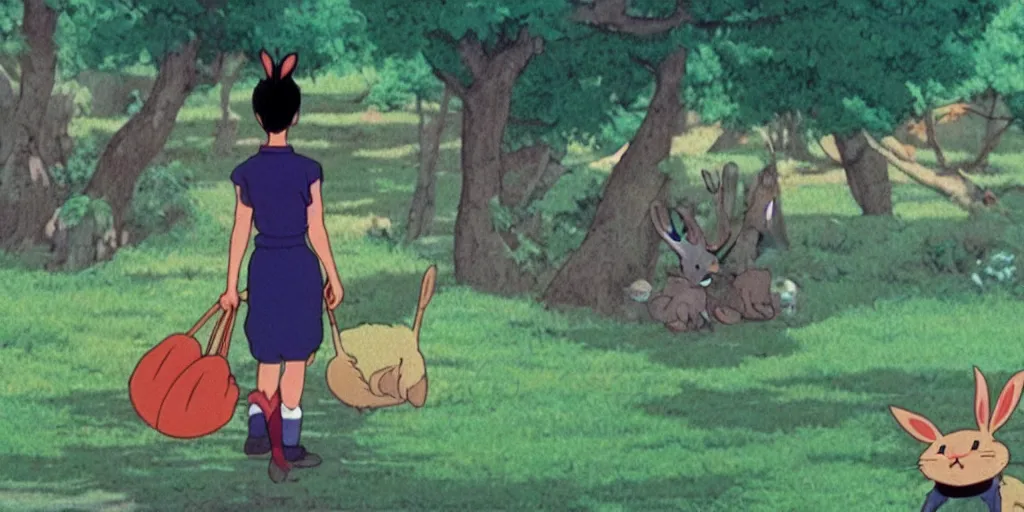 Image similar to a rabbit in the movie kiki's delivery service, screenshot