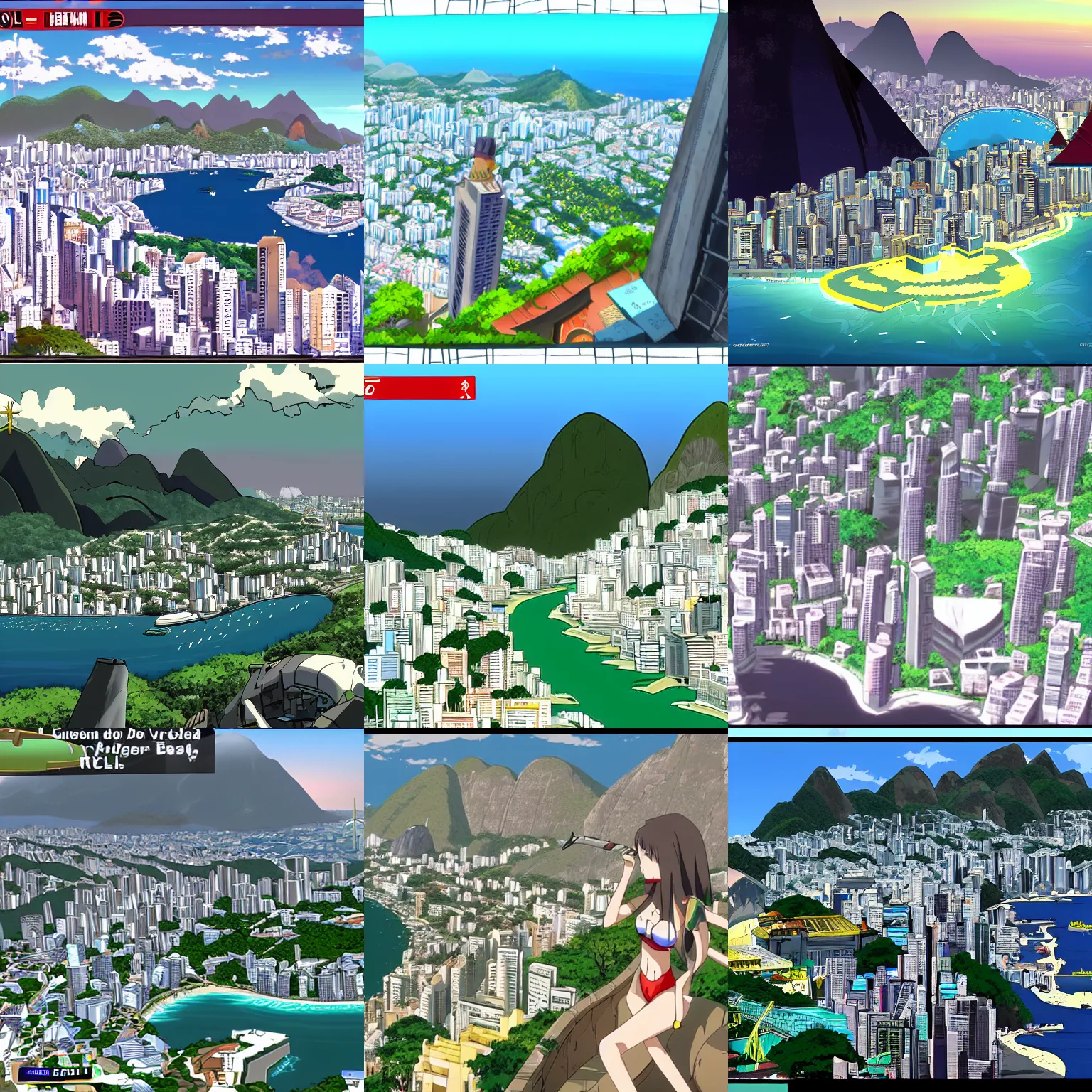 Image similar to rio de janeiro, screenshot from a 2012s anime