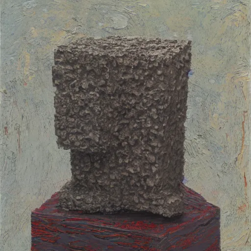 Image similar to a detailed impasto painting by shaun tan and louise bourgeois of an abstract forgotten sculpture by ivan seal and the caretaker