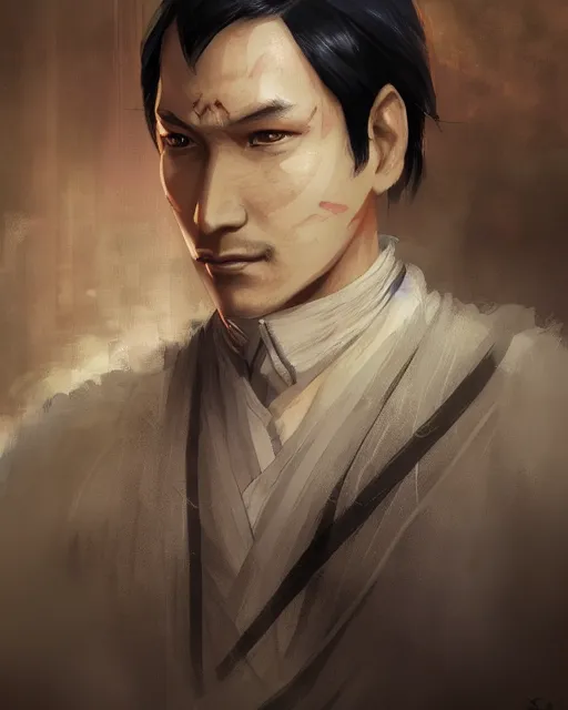 Image similar to an anime portrait of jose rizal as a beautiful man wearing a kimono from skyrim, by stanley artgerm lau, wlop, rossdraws, james jean, andrei riabovitchev, marc simonetti, and sakimichan, trending on artstation