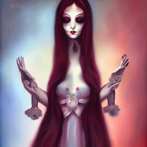 Prompt: a painting in the style of natalie shau.