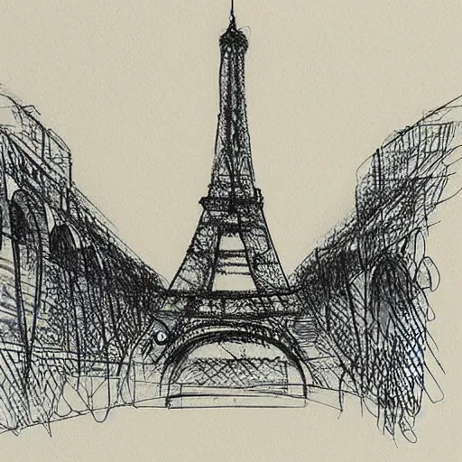 Prompt: rejected eiffel tower designs, paper sketch