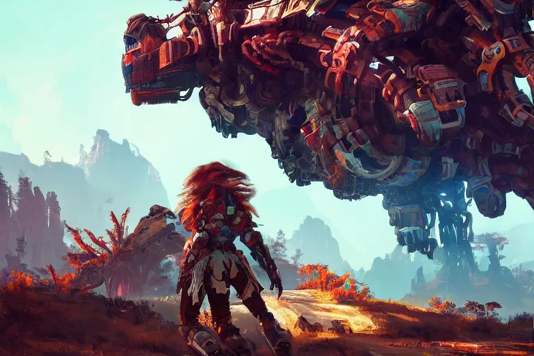 Image similar to snapmaw machine mecanical creature robot of horizon forbidden west horizon zero dawn bioluminiscence global illumination ray tracing hdr fanart arstation by ian pesty and alena aenami artworks in 4 k