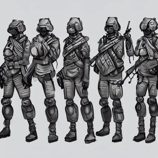 Image similar to concept art of futuristic soldiers