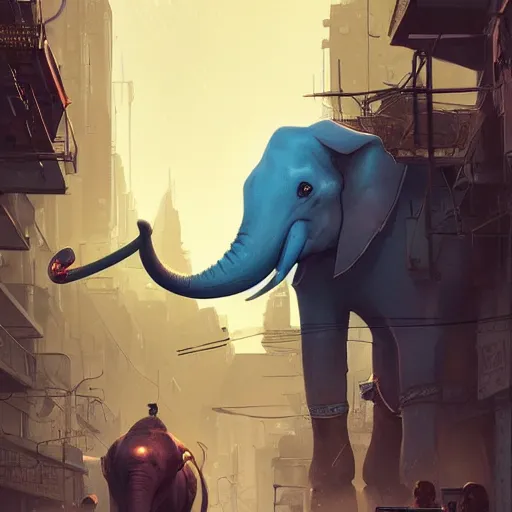 Prompt: cyberpunk elephant in the crowd on the street of cyberpunk Egypt, by Peter Mohrbacher, game character art, High Definition, high detail, 8k, Character Design, Character art, Concept art,hyperrealistic , photorealistic , hyperdetailed, athmospheric, dreamy, mystical, cinematic lights, atmospheric, 8Krealistic, wide angle, wide shot, dramatic light, trending on artstation, hyper detailed, CGsociety, hypermaximalist, golden ratio, centered image, environmental key art, octane render, weta digital, ray trace
