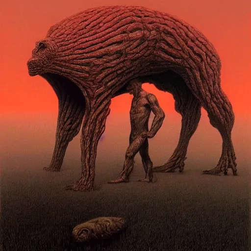 Image similar to Cotard's Syndrome, illustrated by Zdzisław Beksiński, artistic interpretation, trending on artstation, 4k, 8k