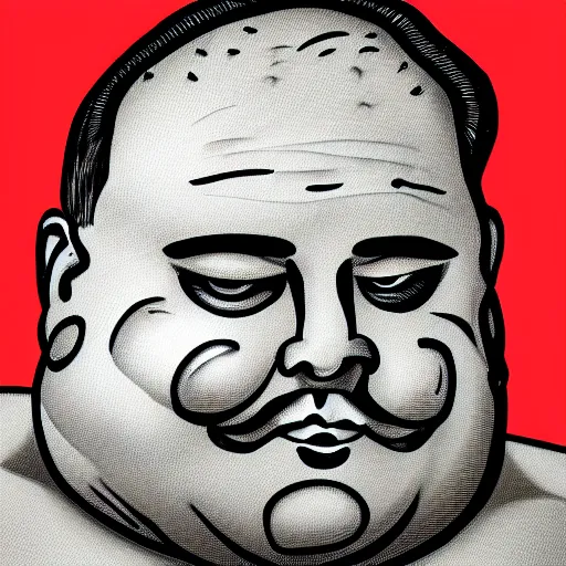 Prompt: A fat man with a slice of pizza for a face and pepperoni nipples, 4k, digital photograph, highly detailed